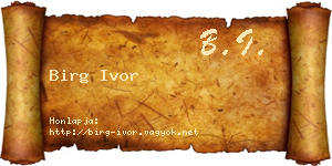 Birg Ivor névjegykártya